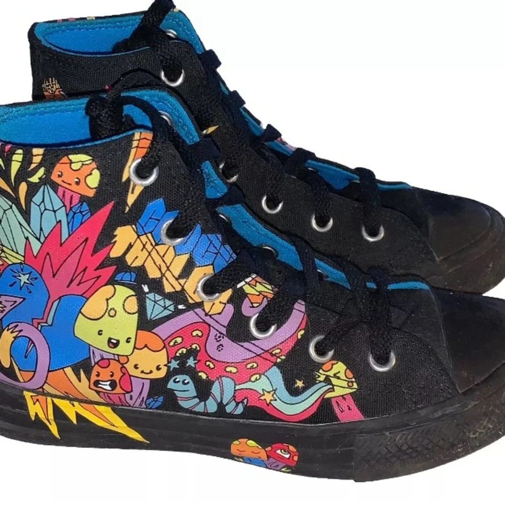 Converse All Star Canvas Hi Top Sneakers Shoes Unisex US 1 Graffiti VGUC (S225N)
